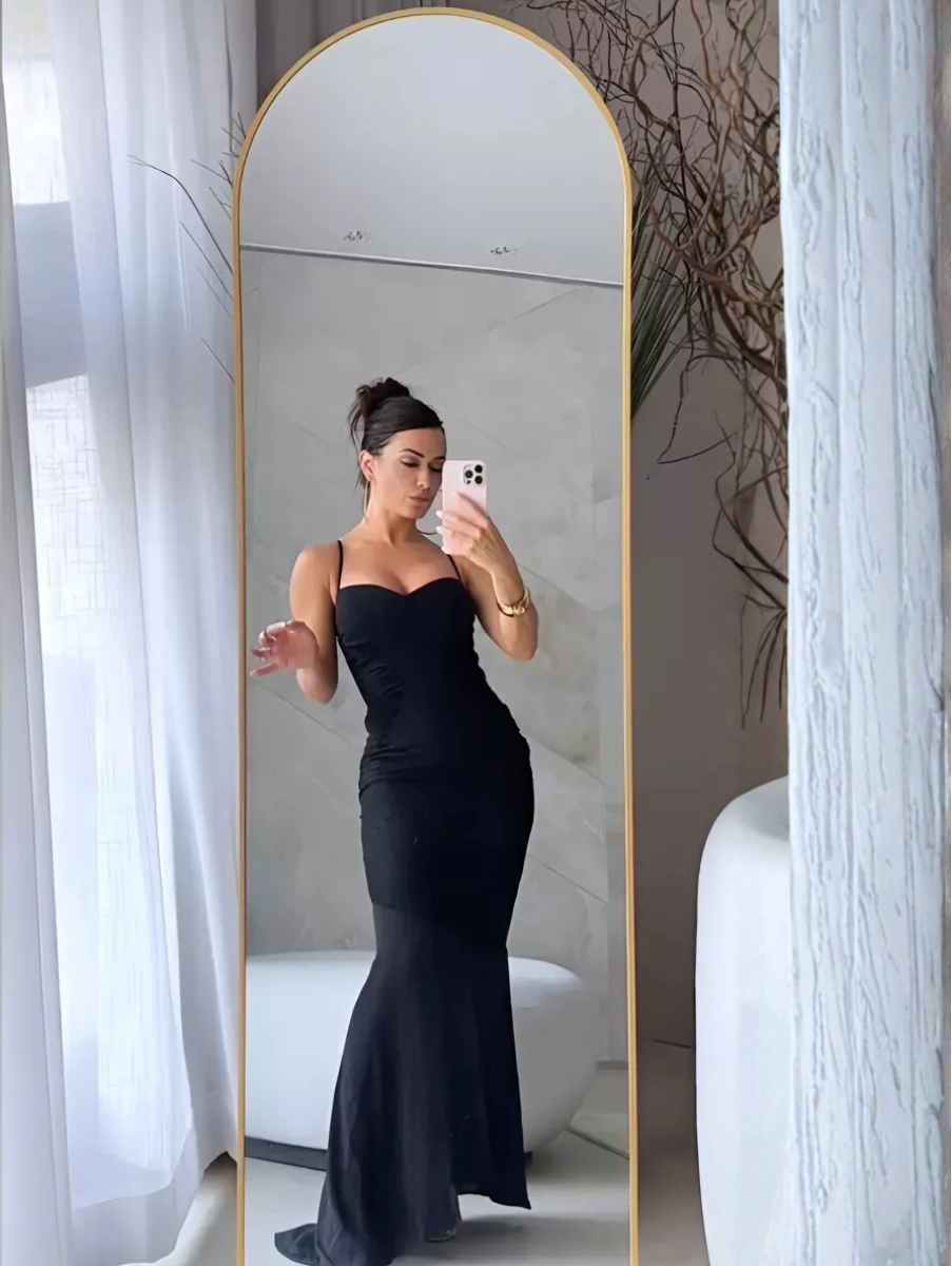 Espejo Estilo Pinterest con Elegante Marco Dorado y Soporte – ¡Aprovecha la Oferta!