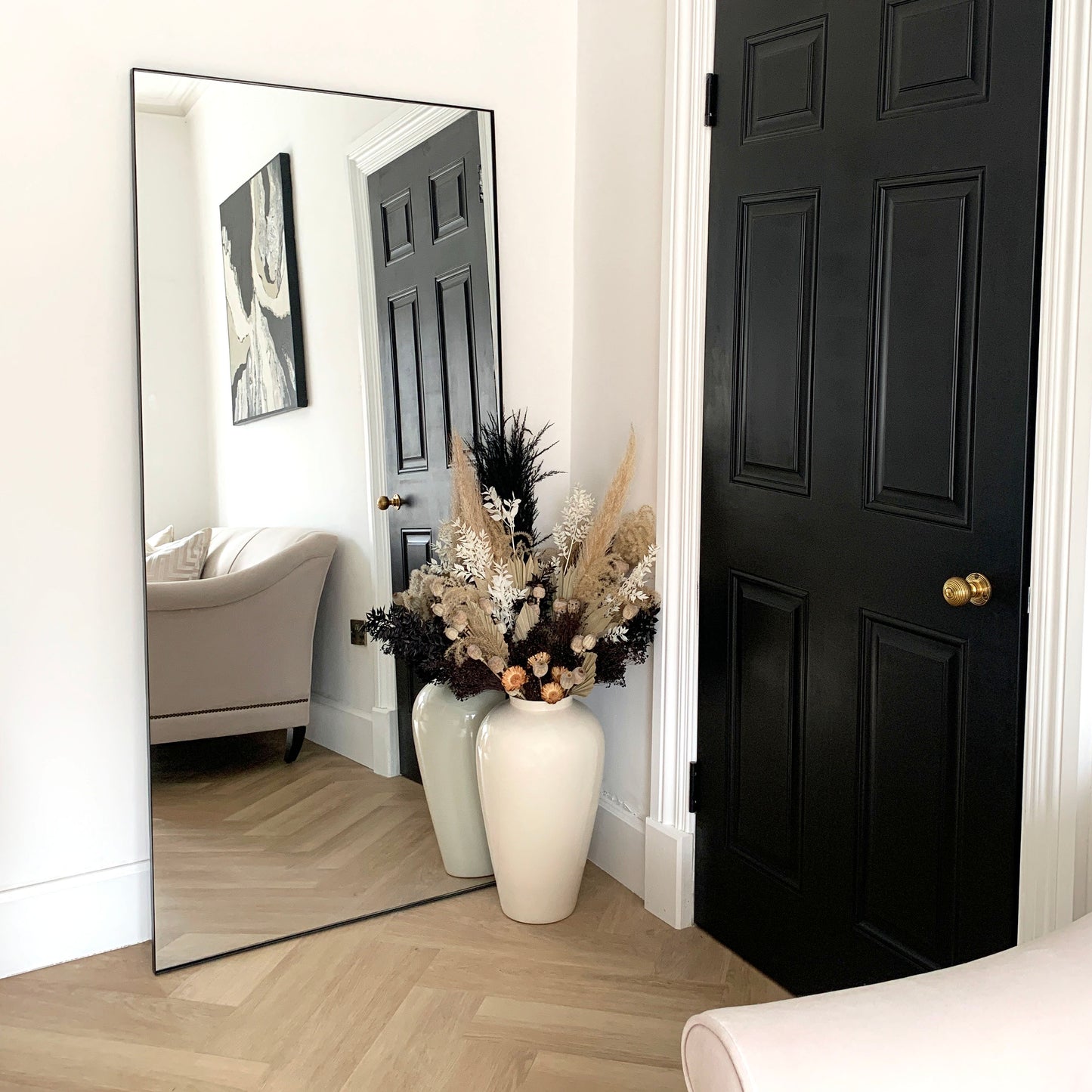 Xavril – Gran Espejo de Cuerpo Entero Rectangular en Elegante Metal Negro, 179 cm x 80 cm