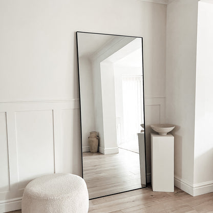 Xavril – Espejo de cuerpo entero rectangular en elegante metal negro, 179 cm x 80 cm